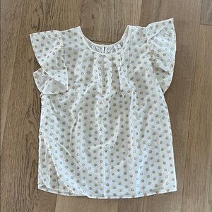 Kids Ruffle Sleeve Top with Gold Dots